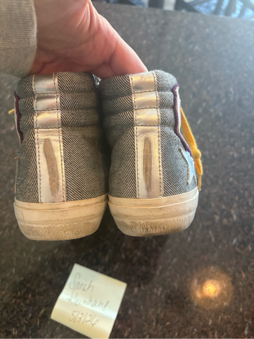 Golden Goose High-Top Sneakers in Beige, Yellow, Black - Picture 4 of 5